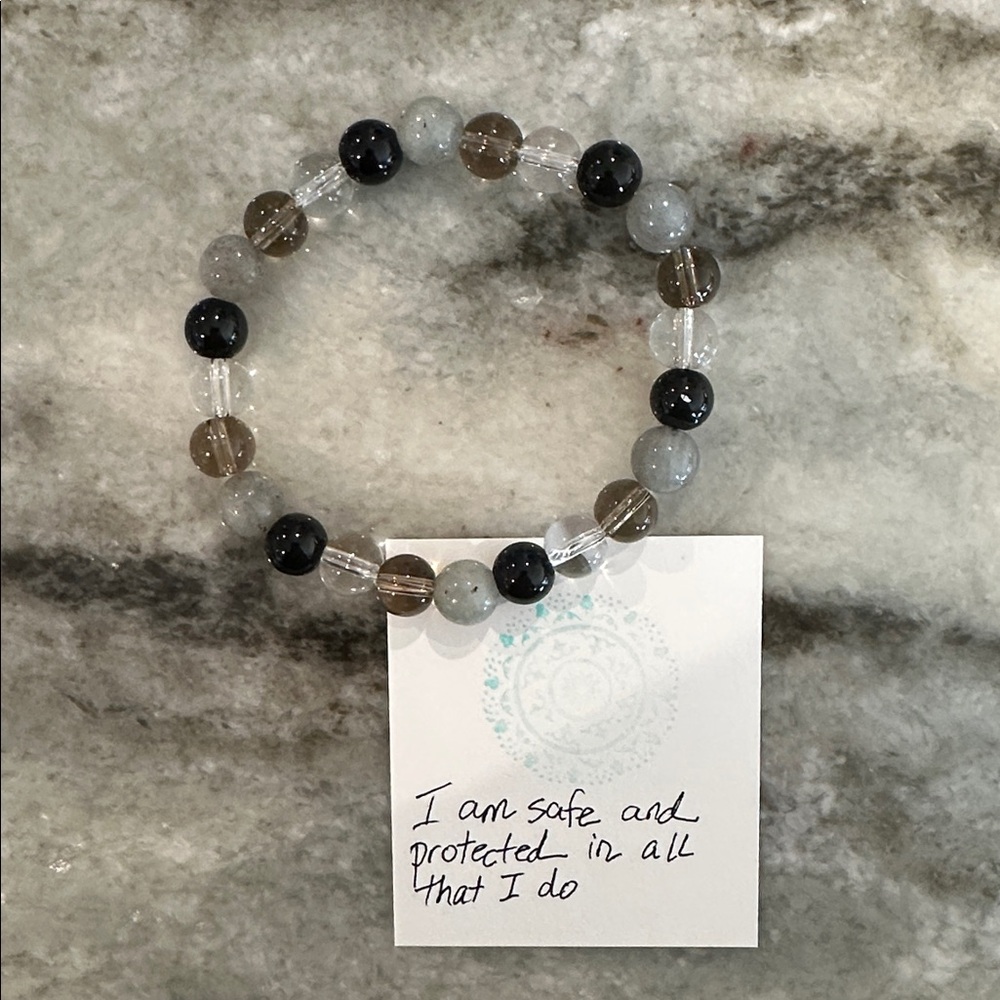 Reiki Infused Natural Labradorite, Smoky Quartz & Obsidian Beaded Bracelet